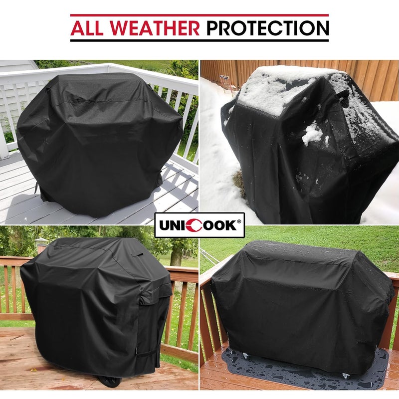 Unicook Heavy Duty Waterproof Barbecue Gas Grill Cover, 65-inch BBQ Cover, Special Fade and UV Resistant Material, Durable and Convenient, Fits Grills of Weber Char-Broil Nexgrill Brinkmann and More - Image 2